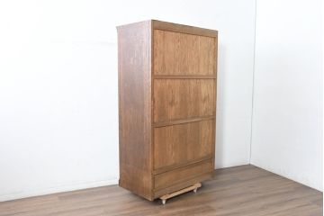 中古　美品　三越家具　ブルージュ(Brugge)　英国カントリースタイル 気品ただよう木目が魅力のアンティーク風ワードローブ(洋服タンス、衣装タンス、キャビネット、収納棚、戸棚)(R-083530)