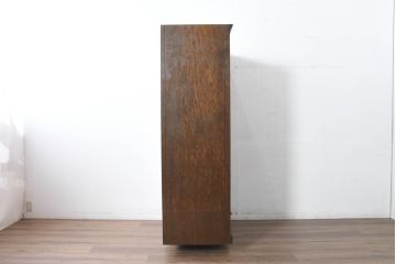 中古　美品　三越家具　ブルージュ(Brugge)　英国カントリースタイル 気品ただよう木目が魅力のアンティーク風ワードローブ(洋服タンス、衣装タンス、キャビネット、収納棚、戸棚)(R-083530)