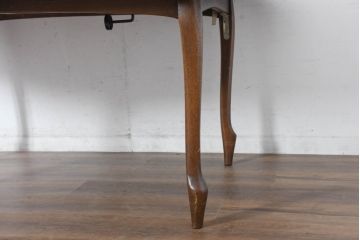 和製ビンテージ　マルニの技が光るベルサイユシリーズ　上品な杢目が魅力的なエクステンションテーブル(伸長式ダイニングテーブル、拡張テーブル、食卓、4人掛け、6人掛け、ヴィンテージ)(R-083532)