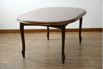 和製ヴィンテージ　マルニ木工　ベルサイユシリーズ　上品な杢目が魅力的なエクステンションテーブル　(R-083532)