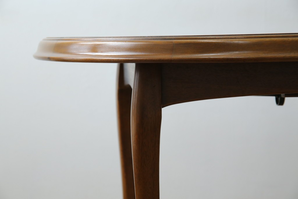 和製ヴィンテージ　マルニ木工　ベルサイユシリーズ　上品な杢目が魅力的なエクステンションテーブル　(R-083532)