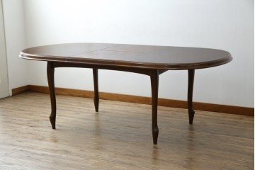 和製ヴィンテージ　マルニ木工　ベルサイユシリーズ　上品な杢目が魅力的なエクステンションテーブル　(R-083532)