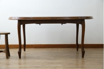 和製ヴィンテージ　マルニ木工　ベルサイユシリーズ　上品な杢目が魅力的なエクステンションテーブル　(R-083532)