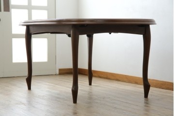 和製ヴィンテージ　マルニ木工　ベルサイユシリーズ　上品な杢目が魅力的なエクステンションテーブル　(R-083532)