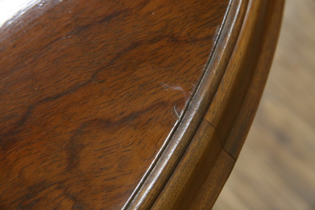 和製ヴィンテージ　マルニ木工　ベルサイユシリーズ　上品な杢目が魅力的なエクステンションテーブル　(R-083532)