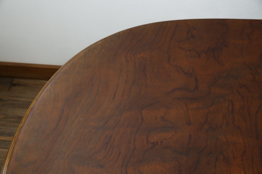 和製ヴィンテージ　マルニ木工　ベルサイユシリーズ　上品な杢目が魅力的なエクステンションテーブル　(R-083532)