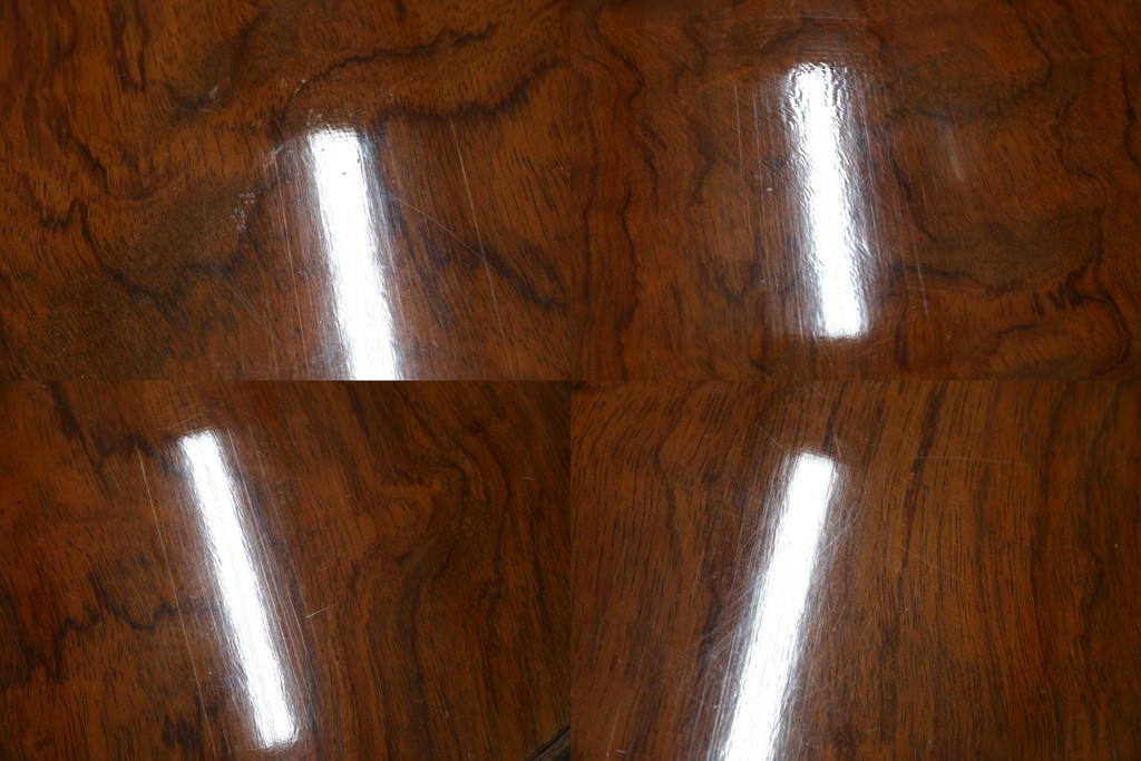 和製ヴィンテージ　マルニ木工　ベルサイユシリーズ　上品な杢目が魅力的なエクステンションテーブル　(R-083532)