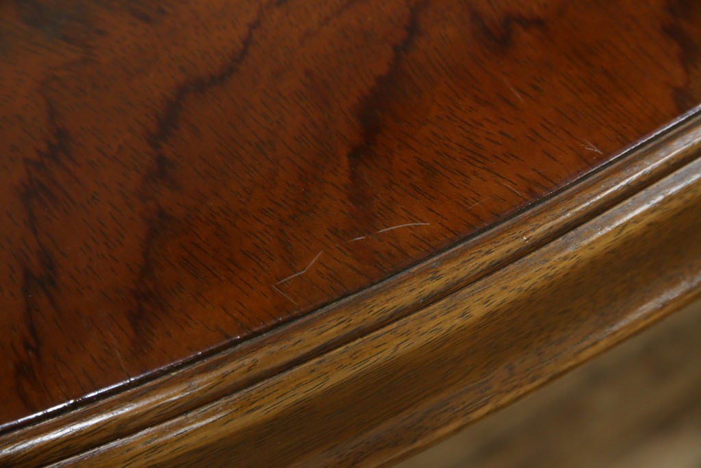 和製ヴィンテージ　マルニ木工　ベルサイユシリーズ　上品な杢目が魅力的なエクステンションテーブル　(R-083532)