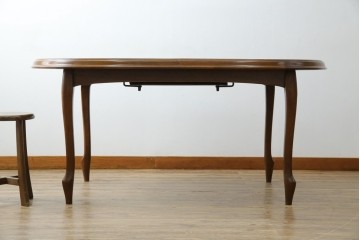 和製ヴィンテージ　マルニ木工　ベルサイユシリーズ　上品な杢目が魅力的なエクステンションテーブル　(R-083532)