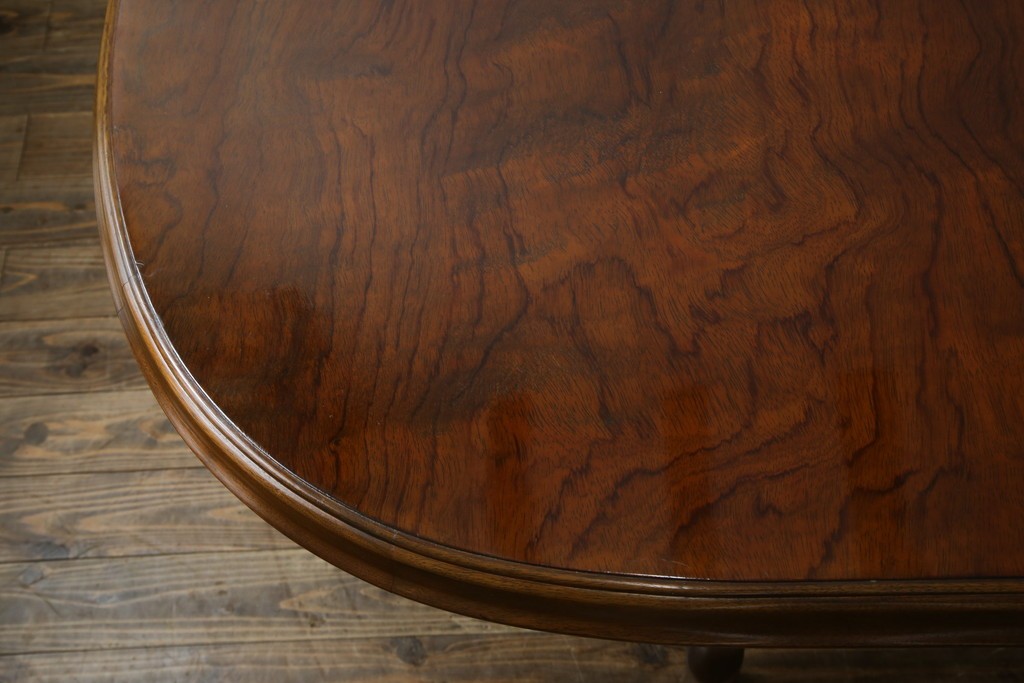 和製ヴィンテージ　マルニ木工　ベルサイユシリーズ　上品な杢目が魅力的なエクステンションテーブル　(R-083532)