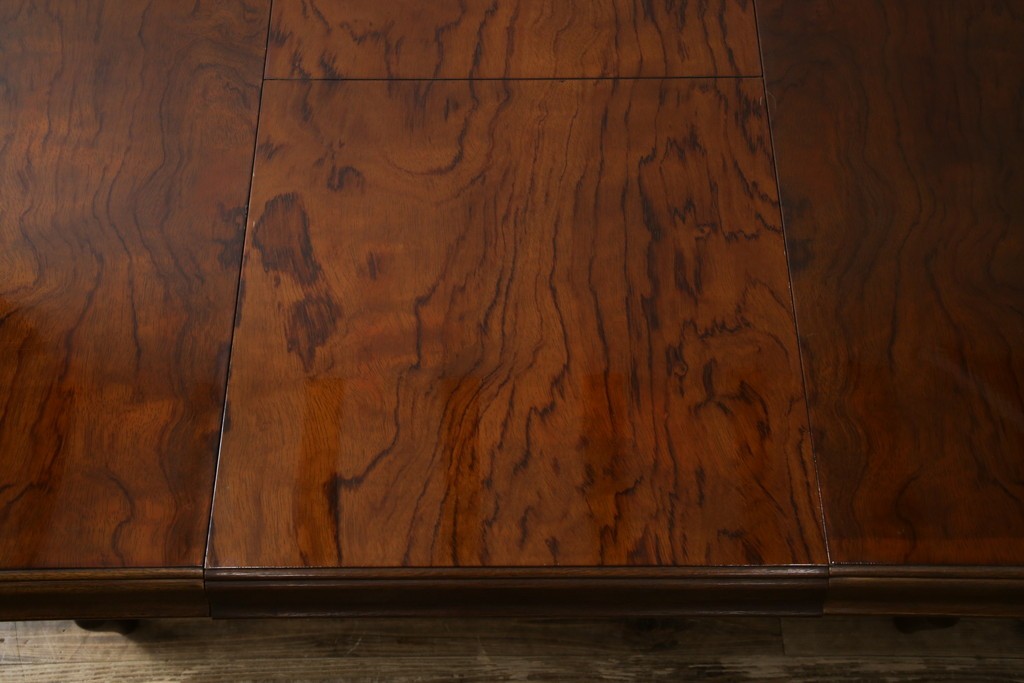 和製ヴィンテージ　マルニ木工　ベルサイユシリーズ　上品な杢目が魅力的なエクステンションテーブル　(R-083532)