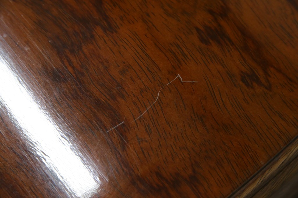 和製ヴィンテージ　マルニ木工　ベルサイユシリーズ　上品な杢目が魅力的なエクステンションテーブル　(R-083532)