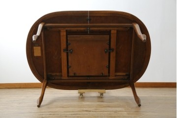 和製ヴィンテージ　マルニ木工　ベルサイユシリーズ　上品な杢目が魅力的なエクステンションテーブル　(R-083532)