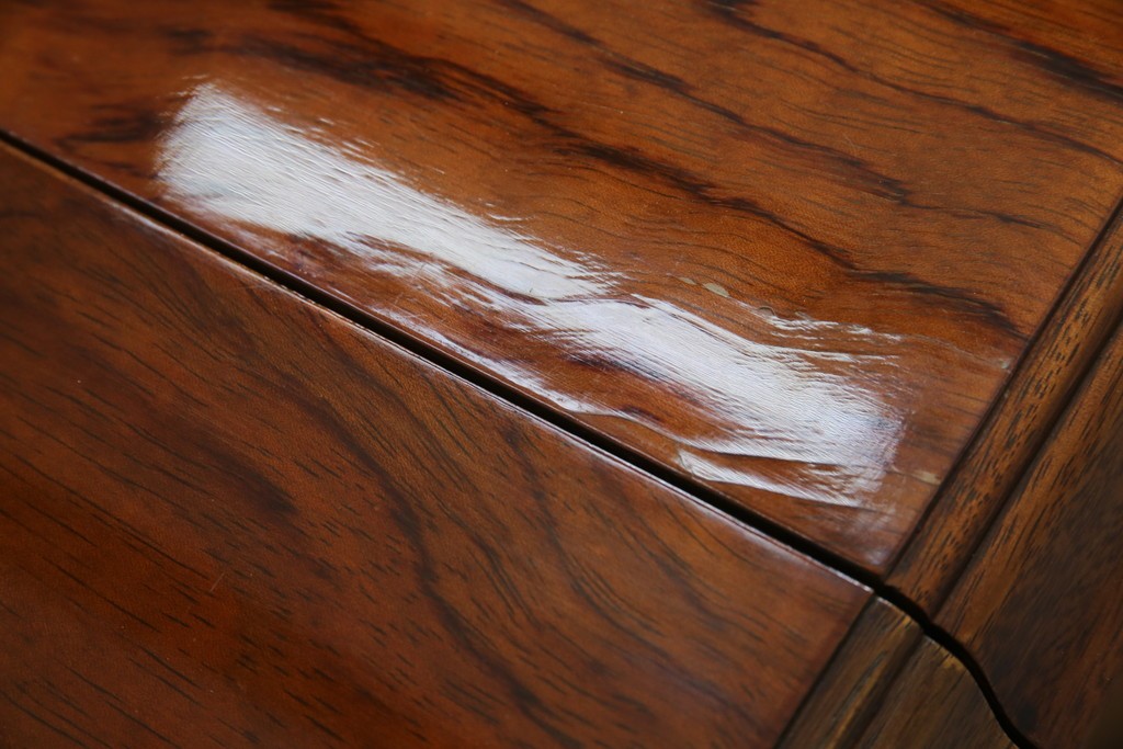 和製ヴィンテージ　マルニ木工　ベルサイユシリーズ　上品な杢目が魅力的なエクステンションテーブル　(R-083532)