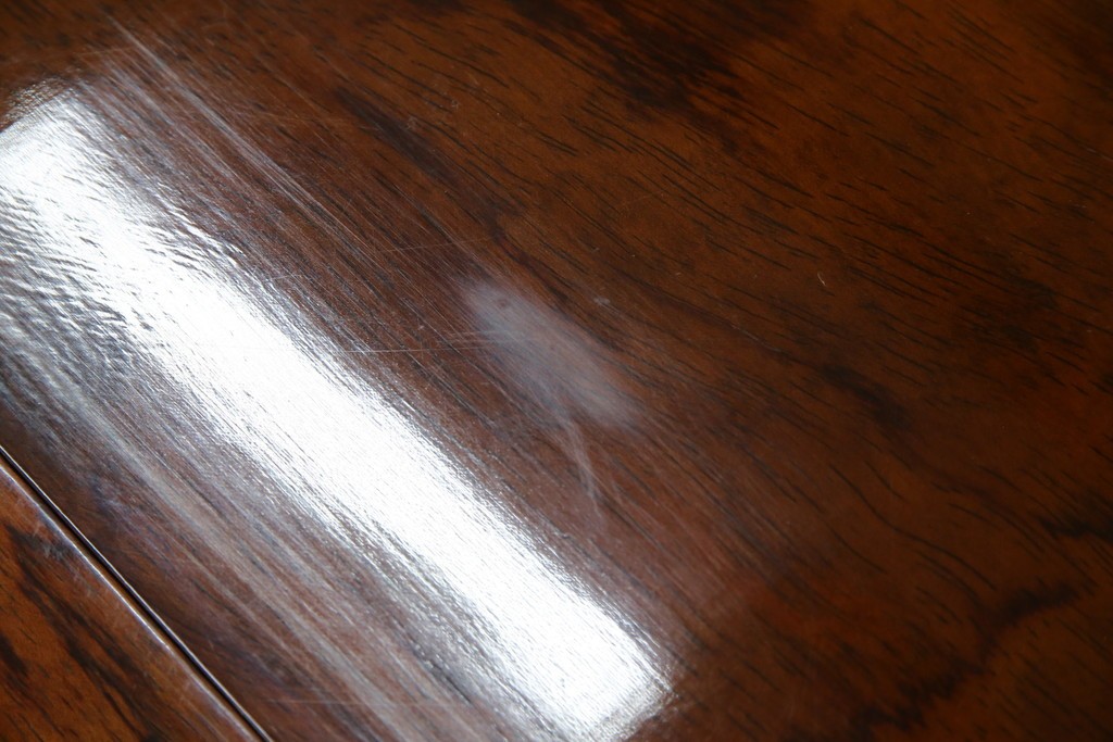 和製ヴィンテージ　マルニ木工　ベルサイユシリーズ　上品な杢目が魅力的なエクステンションテーブル　(R-083532)