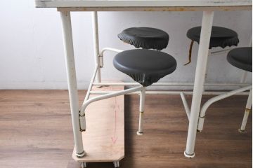 6脚格納スツール付きテーブル(6人掛け、ダイニングテーブル、作業台)(R-083533)