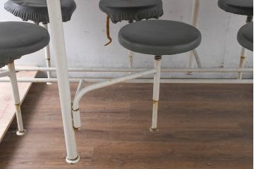 6脚格納スツール付きテーブル(6人掛け、ダイニングテーブル、作業台)(R-083533)