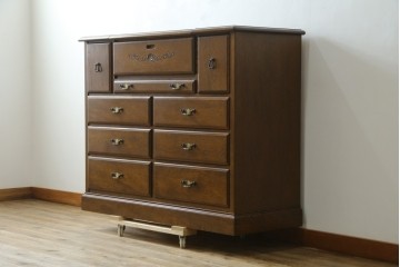 中古　美品　名門家具メーカー 葉山家具　葉山ガーデン　葉山クラシックシリーズ　優美なローズ&リーフ模様の彫刻がクラシック感を高めるドレッシングチェスト　定価約30万円　(R-083536)