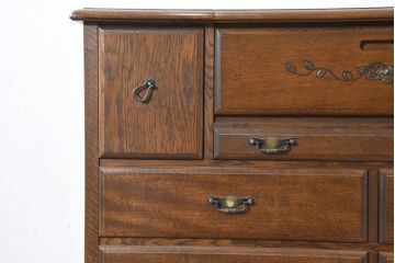 中古　美品　名門家具メーカー 葉山家具　葉山ガーデン「葉山クラシックシリーズ」　優美なローズ&リーフ模様の彫刻がクラシック感を高めるドレッシングチェスト(Hayama Classic、ドレッサー、鏡台、ミラーチェスト)(定価約30万円)(R-083536)