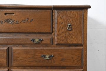 中古　美品　名門家具メーカー 葉山家具　葉山ガーデン「葉山クラシックシリーズ」　優美なローズ&リーフ模様の彫刻がクラシック感を高めるドレッシングチェスト(Hayama Classic、ドレッサー、鏡台、ミラーチェスト)(定価約30万円)(R-083536)