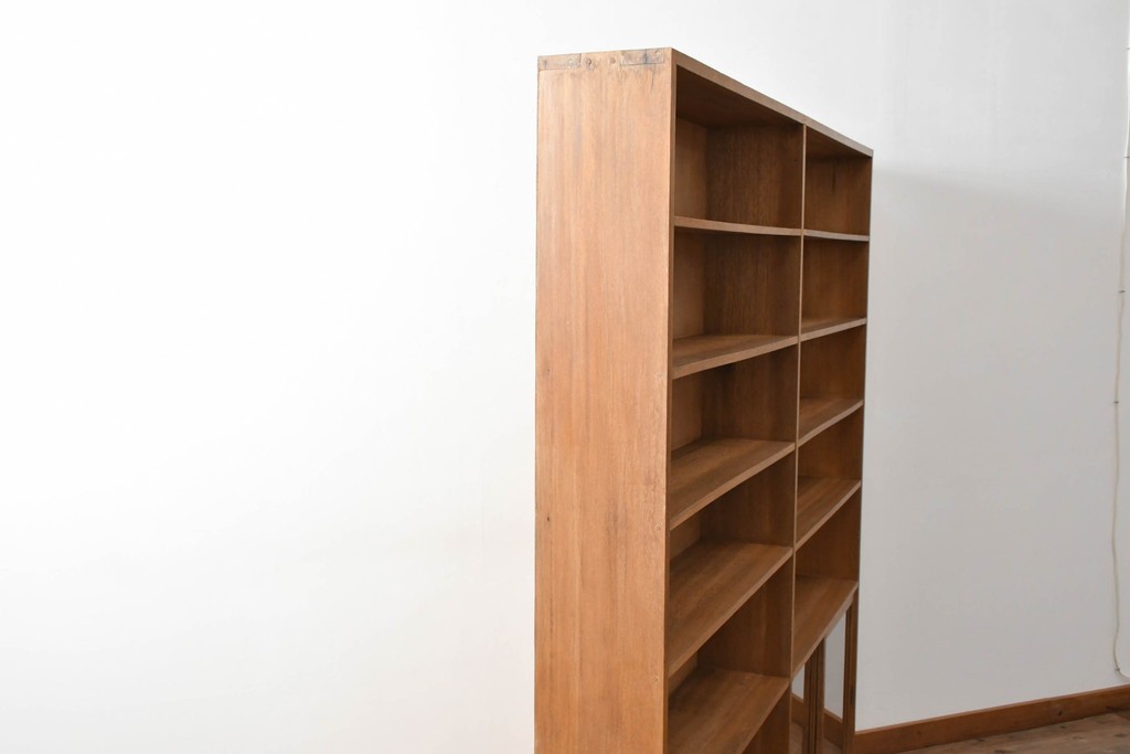 和製アンティーク　希少デザイン!!　収納棚付きのレトロな薄型シェルフ　(R-083539)