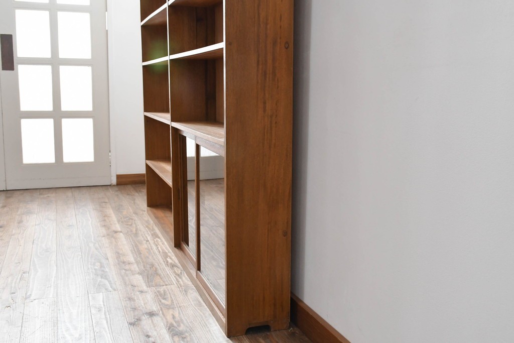 和製アンティーク　希少デザイン!!　収納棚付きのレトロな薄型シェルフ　(R-083539)