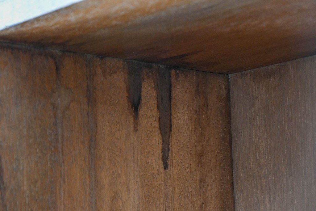 和製アンティーク　希少デザイン!!　収納棚付きのレトロな薄型シェルフ　(R-083539)