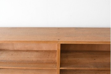 和製アンティーク　希少デザイン!!　収納棚付きのレトロな薄型シェルフ　(R-083539)