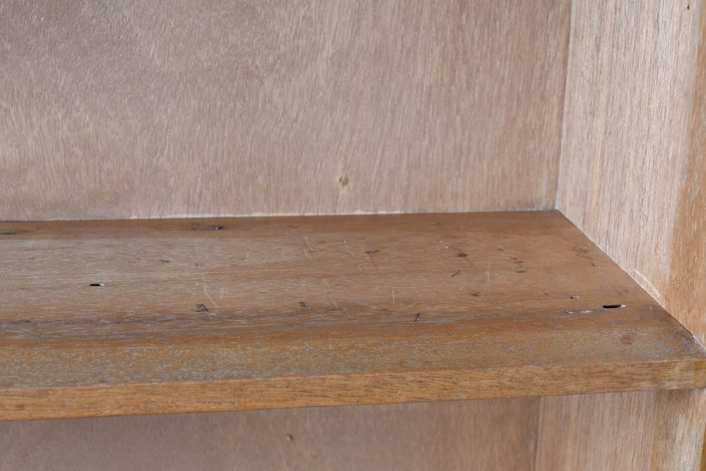 和製アンティーク　希少デザイン!!　収納棚付きのレトロな薄型シェルフ　(R-083539)