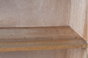 和製アンティーク　希少デザイン!!　収納棚付きのレトロな薄型シェルフ　(R-083539)