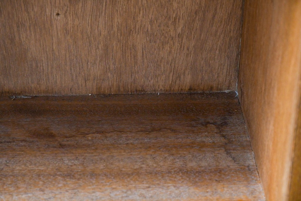 和製アンティーク　希少デザイン!!　収納棚付きのレトロな薄型シェルフ　(R-083539)