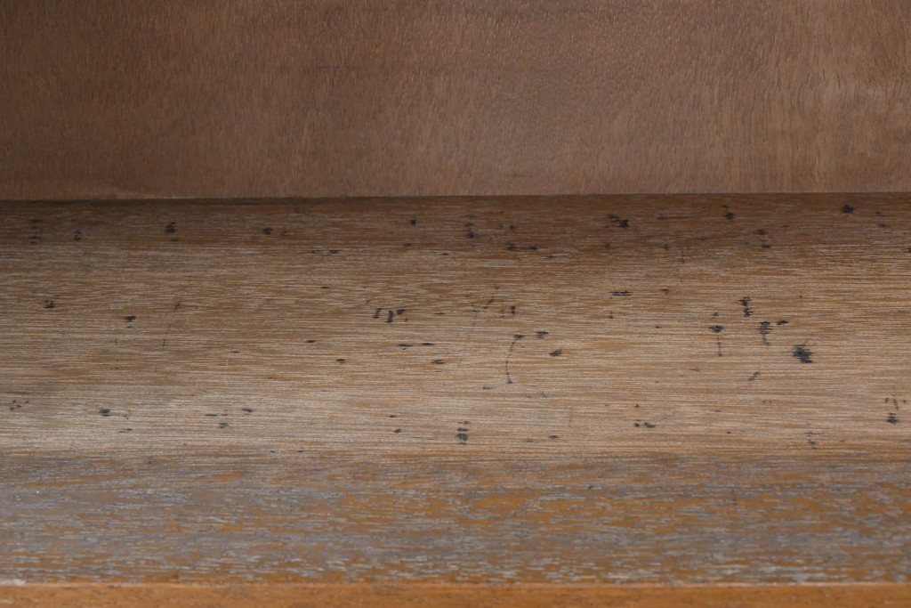 和製アンティーク　希少デザイン!!　収納棚付きのレトロな薄型シェルフ　(R-083539)