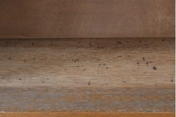 和製アンティーク　希少デザイン!!　収納棚付きのレトロな薄型シェルフ　(R-083539)