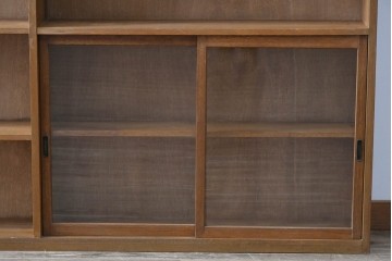 和製アンティーク　希少デザイン!!　収納棚付きのレトロな薄型シェルフ　(R-083539)