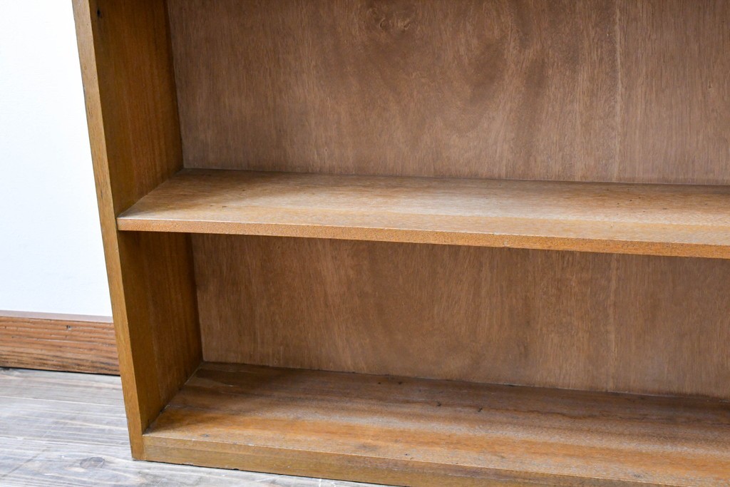 和製アンティーク　希少デザイン!!　収納棚付きのレトロな薄型シェルフ　(R-083539)