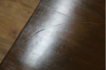 和製ビンテージ　樺(カバ)材　和とモダンデザインが融合した楔(クサビ)式横桟の民芸風ローテーブル　(R-083545)