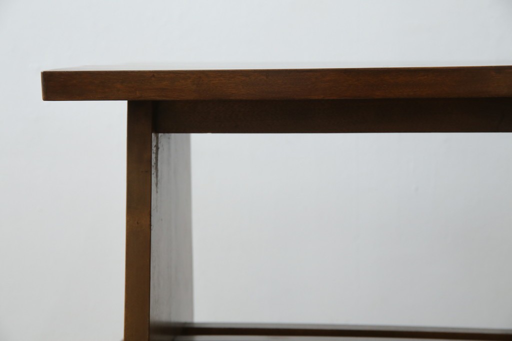 和製ビンテージ　樺(カバ)材　和とモダンデザインが融合した楔(クサビ)式横桟の民芸風ローテーブル　(R-083545)