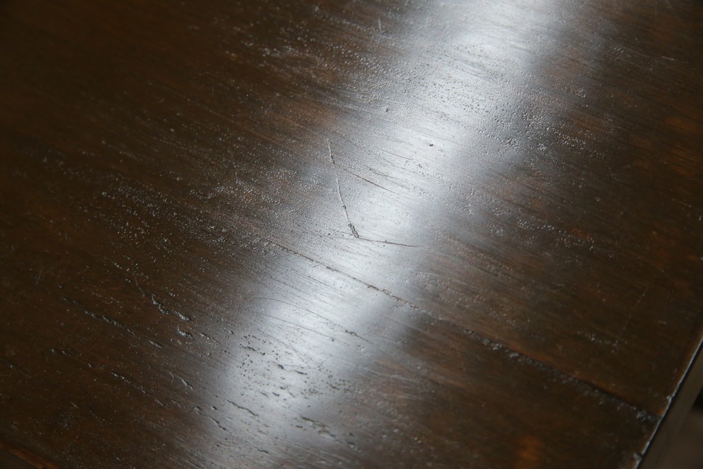 和製ビンテージ　樺(カバ)材　和とモダンデザインが融合した楔(クサビ)式横桟の民芸風ローテーブル　(R-083545)