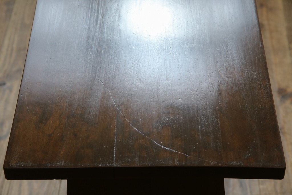 和製ビンテージ　樺(カバ)材　和とモダンデザインが融合した楔(クサビ)式横桟の民芸風ローテーブル　(R-083545)