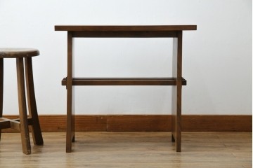 和製ビンテージ　樺(カバ)材　和とモダンデザインが融合した楔(クサビ)式横桟の民芸風ローテーブル　(R-083545)