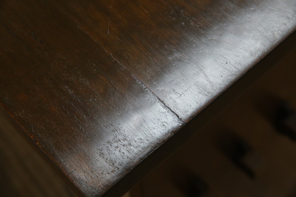 和製ビンテージ　樺(カバ)材　和とモダンデザインが融合した楔(クサビ)式横桟の民芸風ローテーブル　(R-083545)