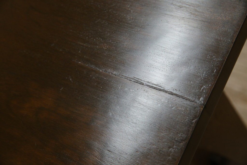 和製ビンテージ　樺(カバ)材　和とモダンデザインが融合した楔(クサビ)式横桟の民芸風ローテーブル　(R-083545)