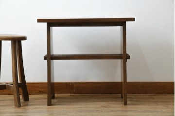 和製ビンテージ　樺(カバ)材　和とモダンデザインが融合した楔(クサビ)式横桟の民芸風ローテーブル　(R-083545)