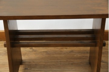 和製ビンテージ　樺(カバ)材　和とモダンデザインが融合した楔(クサビ)式横桟の民芸風ローテーブル　(R-083545)