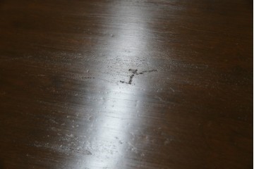 和製ビンテージ　樺(カバ)材　和とモダンデザインが融合した楔(クサビ)式横桟の民芸風ローテーブル　(R-083545)