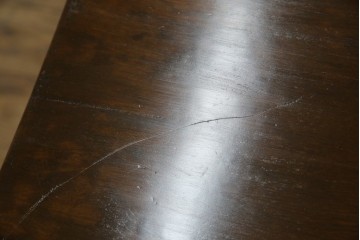 和製ビンテージ　樺(カバ)材　和とモダンデザインが融合した楔(クサビ)式横桟の民芸風ローテーブル　(R-083545)