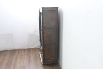 和製アンティーク　古い栓材のシンプルでシックデザインが魅力の本箱(ブックケース、キャビネット、飾り棚、収納棚、戸棚)(R-083547)