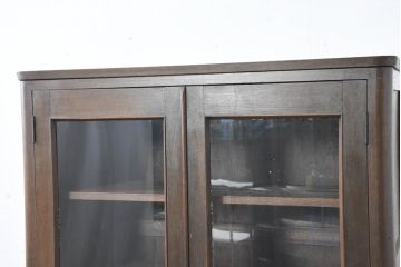 和製アンティーク　古い栓材のシンプルでシックデザインが魅力の本箱(ブックケース、キャビネット、飾り棚、収納棚、戸棚)(R-083547)