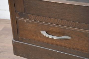 和製アンティーク　古い栓材のシンプルでシックデザインが魅力の本箱(ブックケース、キャビネット、飾り棚、収納棚、戸棚)(R-083547)
