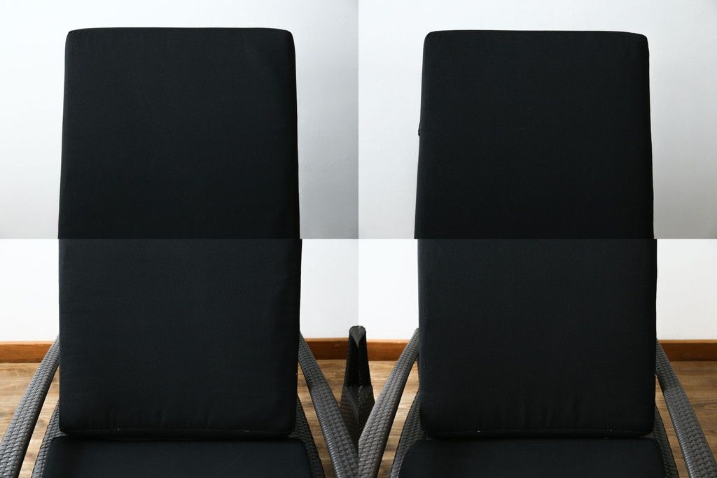 中古　超美品　展示品!!　ガーデンファニチャー　ジゼル(GISELE)　上質な時間を演出するモダンなデザインが魅力のサンラウンジャー2脚セット(デッキチェア、ビーチベッド、リゾートチェア、バラ売り可能)(定価2台で約80万円)(R-083549)